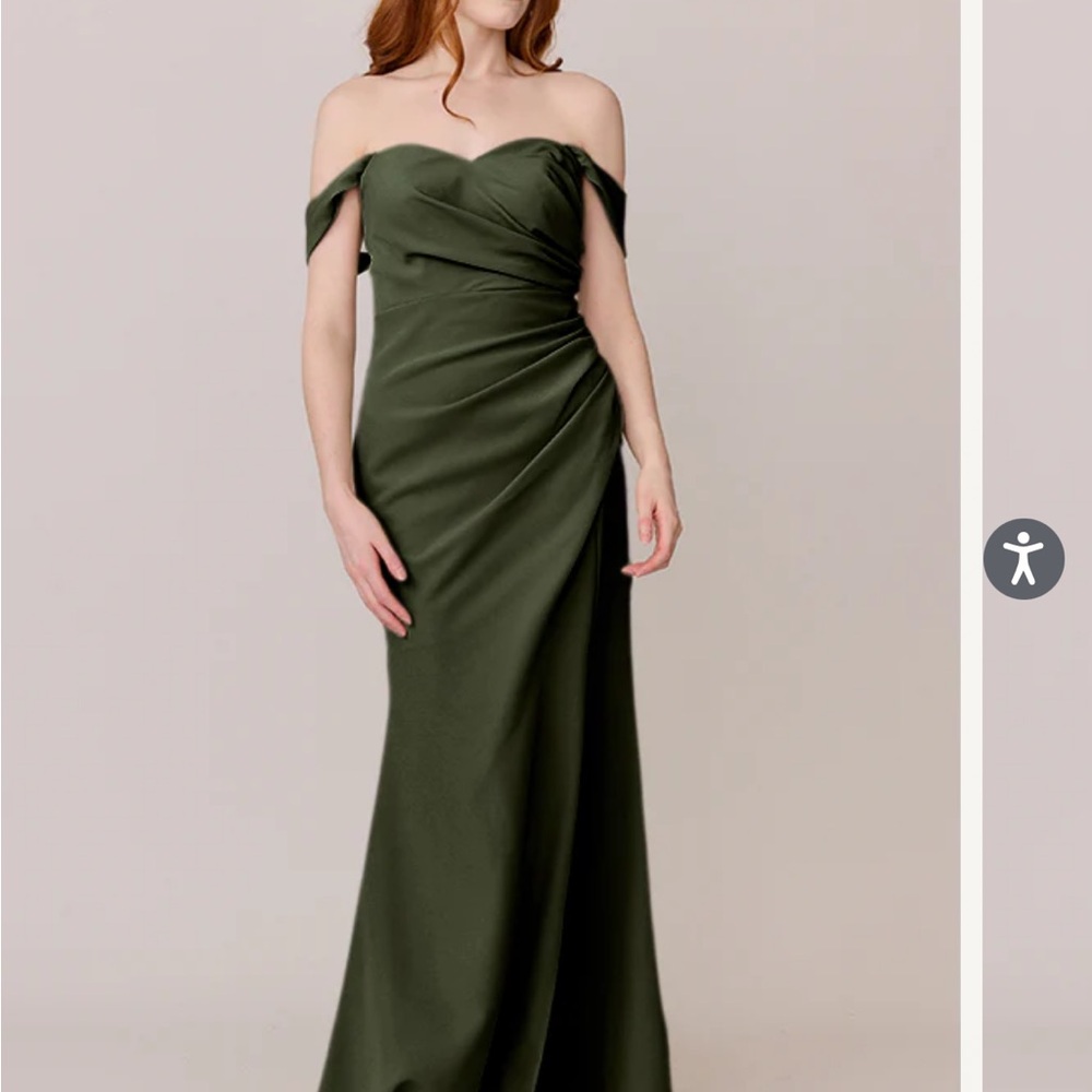 Revelry Deep Olive Ariel Convertible Crepe Dress